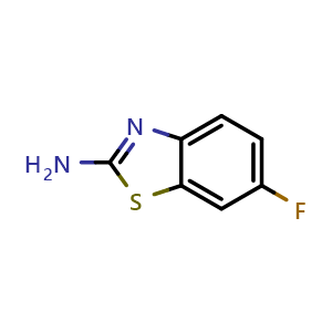 Chemical structure of 6-Fluoro-2-benzothiazolamine , CAS 348-40-3, AChemBlock M22877