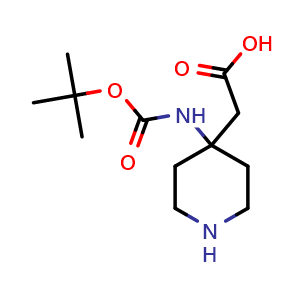 Chemical structure of 4-(Boc-amino)-4-piperidineacetic acid , CAS 1695082-42-8, AChemBlock M22887