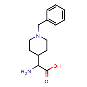 Chemical structure of 2-Amino-2-(1-Benzylpiperidin-4-yl)acetic acid , CAS 1779460-72-8, AChemBlock M22888