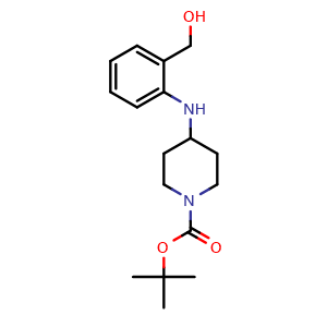 Chemical structure of 1-Boc-4-[[2-(hydroxymethyl)phenyl]amino]-piperidine , CAS 162045-29-6, AChemBlock M22898