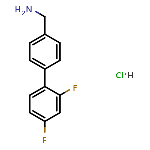 Chemical structure of 2',4'-Difluoro-biphenyl-4-methanamine hydrochloride , CAS 1183538-54-6, AChemBlock M22911
