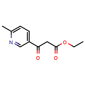 Chemical structure of Ethyl 3-(6-methylpyridin-3-yl)-3-oxopropanoate , CAS 21683-58-9, AChemBlock M22916
