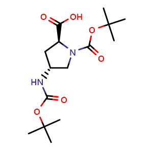 Chemical structure of (4R)-1-Boc-4-(Boc-amino)-L-proline , CAS 254881-66-8, AChemBlock M22942