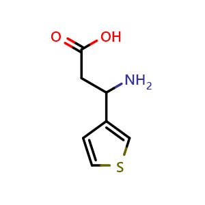 Chemical structure of 3-Amino-3-(thiophen-3-yl)propanoic acid , CAS 94333-62-7, AChemBlock M22979