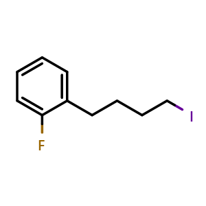 Chemical structure of 1-Fluoro-2-(4-iodobutyl)benzene , CAS 249922-30-3, AChemBlock M22995