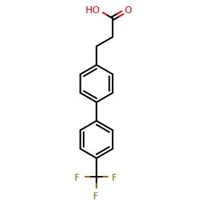 Chemical structure of 4'-Trifluoromethylbiphenyl-4-propanoic acid , CAS 356058-35-0, AChemBlock M22997