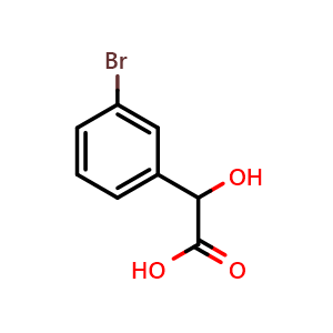 Chemical structure of 3-Bromo-a-hydroxy-benzeneacetic acid , CAS 49839-81-8, AChemBlock M23024