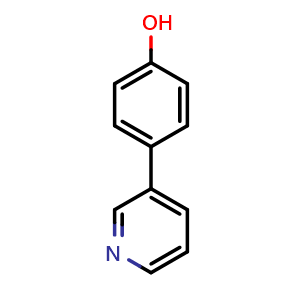 Chemical structure of 4-(3-Pyridinyl)-phenol , CAS 68223-13-2, AChemBlock M23028