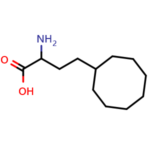 Chemical structure of 2-Amino-4-cyclooctylbutanoic acid , CAS 1822488-28-7, AChemBlock M23041