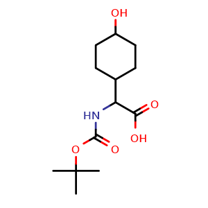 Chemical structure of a-(Boc-amino)-4-hydroxycyclohexaneacetic acid , CAS 1822530-85-7, AChemBlock M23051