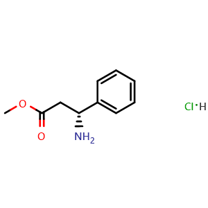 Chemical structure of (R)-Methyl 3-amino-3-phenylpropanoate hydrochloride , CAS 22838-46-6, AChemBlock M23064