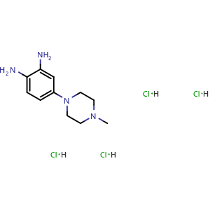 Chemical structure of 4-(4-Methylpiperazino)-1,2-benzenediamine 4hydrochloride , CAS 54998-08-2, AChemBlock M23091