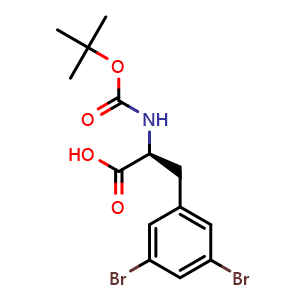 Chemical structure of N-Boc-3,5-Dibromo-L-phenylalanine , CAS 647037-87-4, AChemBlock M23107