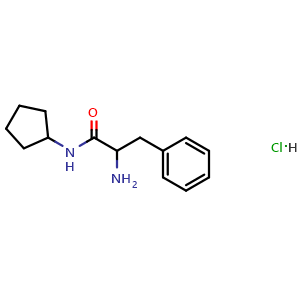 Chemical structure of a-Amino-N-cyclopentylbenzenepropanamide hydrochloride , CAS 1161014-56-7, AChemBlock M23138