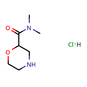 Chemical structure of N,N-Dimethyl-2-morpholinecarboxamide hydrochloride , CAS 135072-23-0, AChemBlock M23167
