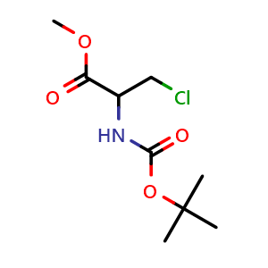 Chemical structure of N-Boc-3-chloro-DL-alanine Methyl ester , CAS 119542-95-9, AChemBlock M23200