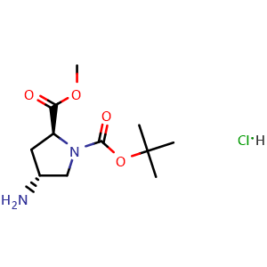 Chemical structure of trans-4-Amino-N-Boc-L-proline Methyl ester hydrochloride , CAS 334999-32-5, AChemBlock M23205