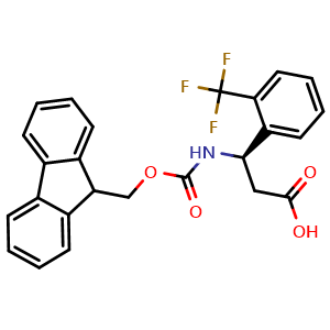 Chemical structure of Fmoc-R-3-Amino-3-(2-trifluoromethylphenyl)propionic acid , CAS 517905-86-1, AChemBlock M23209