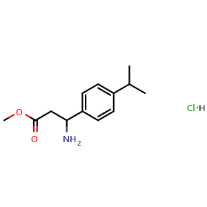 Chemical structure of Methyl 3-amino-3-(4-isopropylphenyl)propanoate hydrochloride , CAS 618109-84-5, AChemBlock M23212