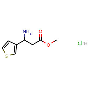 Chemical structure of Methyl 3-amino-3-(thiophen-3-yl)propanoate hydrochloride , CAS 618109-86-7, AChemBlock M23213