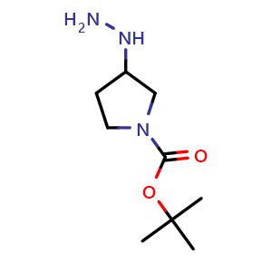 Chemical structure of 1-Boc-3-hydrazinylpyrrolidine , CAS 1205557-00-1, AChemBlock M23229