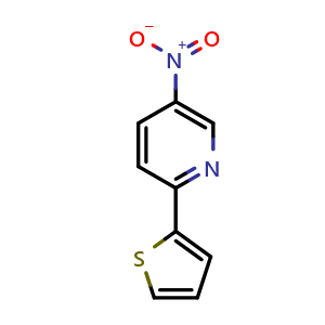 Chemical structure of 5-Nitro-2-(thiophen-2-yl)pyridine , CAS 131941-31-6, AChemBlock M23260