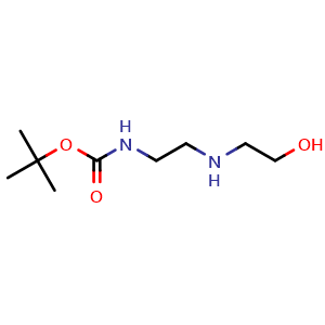 Chemical structure of 2-(2-Hydroxyethylamino)-N-Boc-ethylamine , CAS 208577-84-8, AChemBlock M23264