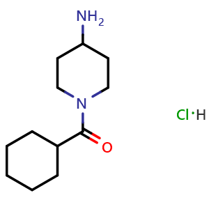 Chemical structure of 1-(Cyclohexylcarbonyl)-4-piperidinamine hydrochloride , CAS 565453-24-9, AChemBlock M23272