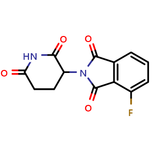 Chemical structure of 2-(2,6-Dioxo-piperidin-3-yl)-4-fluoroisoindoline-1,3-dione , CAS 835616-60-9, AChemBlock M23273