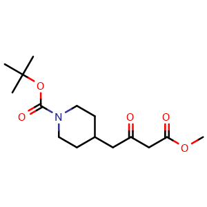 Chemical structure of Methyl b-oxo-1-Boc-4-piperidinebutanoate , CAS 1014679-82-3, AChemBlock M23278