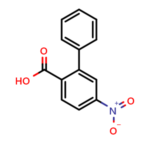 Chemical structure of 5-Nitro-2-biphenylcarboxylic acid , CAS 124391-60-2, AChemBlock M23281