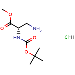 Chemical structure of 3-Amino-N-Boc-L-alanine Methyl ester hydrochloride , CAS 181228-33-1, AChemBlock M23284