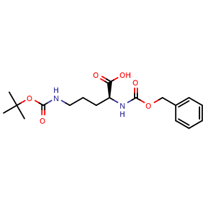 Chemical structure of N5-Boc-N2-Cbz-L-ornithine , CAS 7733-29-1, AChemBlock M23305