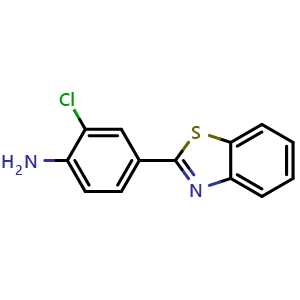 Chemical structure of 4-(2-Benzothiazolyl)-2-chloro-benzenamine , CAS 178804-10-9, AChemBlock M23307