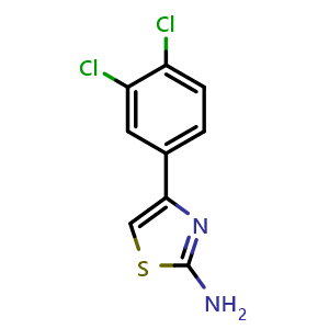 Chemical structure of 4-(3,4-Dichlorophenyl)-2-thiazolamine , CAS 39893-80-6, AChemBlock M23309