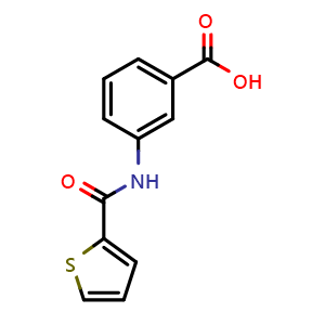 Chemical structure of 3-[(2-Thienylcarbonyl)amino]benzoic acid , CAS 24341-72-8, AChemBlock M23314
