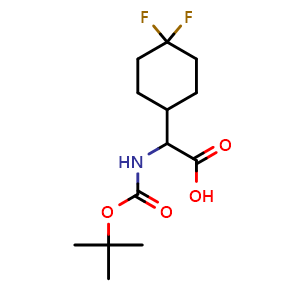 Chemical structure of a-(Boc-amino)-4,4-difluorocyclohexaneacetic acid , CAS 1822546-08-6, AChemBlock M23332