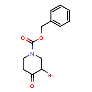 Chemical structure of 1-Cbz-3-bromo-4-oxo-piperidine , CAS 174184-13-5, AChemBlock M23343