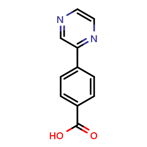 Chemical structure of 4-(Pyrazin-2-yl)benzoic acid , CAS 216060-23-0, AChemBlock M23353