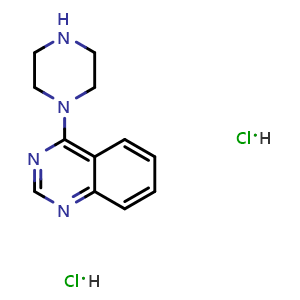 Chemical structure of 4-Piperazin-1-yl-quinazoline Dihydrochloride , CAS 59215-41-7, AChemBlock M23364