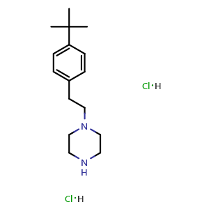 Chemical structure of 1-(4-tert-Butyl-phenethyl)piperazine Dihydrochloride , CAS 256475-57-7, AChemBlock M23373