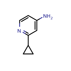 Chemical structure of 2-Cyclopropylpyridin-4-amine , CAS 340006-71-5, AChemBlock M23384