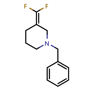 Chemical structure of 1-Benzyl-3-(difluoromethylene)piperidine , CAS 1356342-63-6, AChemBlock M23398