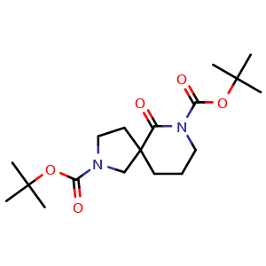 Chemical structure of 2,8-Di-Boc-2,8-diaza-spiro[5.4]decan-1-one , CAS 2101206-19-1, AChemBlock M23421