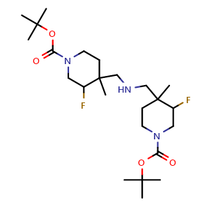 Chemical structure of Di-tert-Butyl 4,4'-azanediylbis(methylene)bis(3-fluoro-4-methylpiperidine-1-carboxylate) , CAS 1404196-62-8, AChemBlock M23427