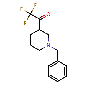 Chemical structure of 1-(1-Benzylpiperidin-3-yl)-2,2,2-trifluoroethanone , CAS 1182349-49-0, AChemBlock M23471