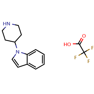 Chemical structure of 1-(Piperidin-4-yl)-1H-indole trifluoroacetate , CAS 1198286-07-5, AChemBlock M23474