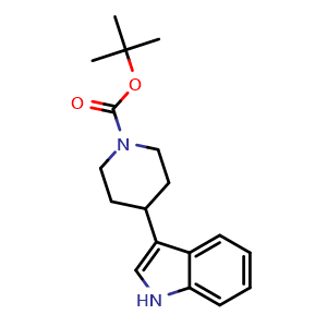 Chemical structure of tert-Butyl 4-(1H-indol-3-yl)piperidine-1-carboxylate , CAS 155302-28-6, AChemBlock M23497