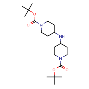 Chemical structure of Di-tert-Butyl 4,4'-azanediyldipiperidine-1-carboxylate , CAS 1404196-18-4, AChemBlock M23552