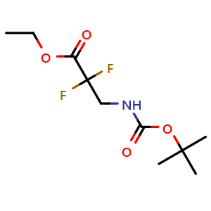 Chemical structure of Ethyl 3-((tert-butoxycarbonyl)amino)-2,2-difluoropropanoate , CAS 847986-13-4, AChemBlock M23572